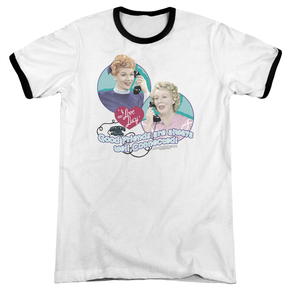 I Love Lucy Always Connected - Adult Ringer - White/black