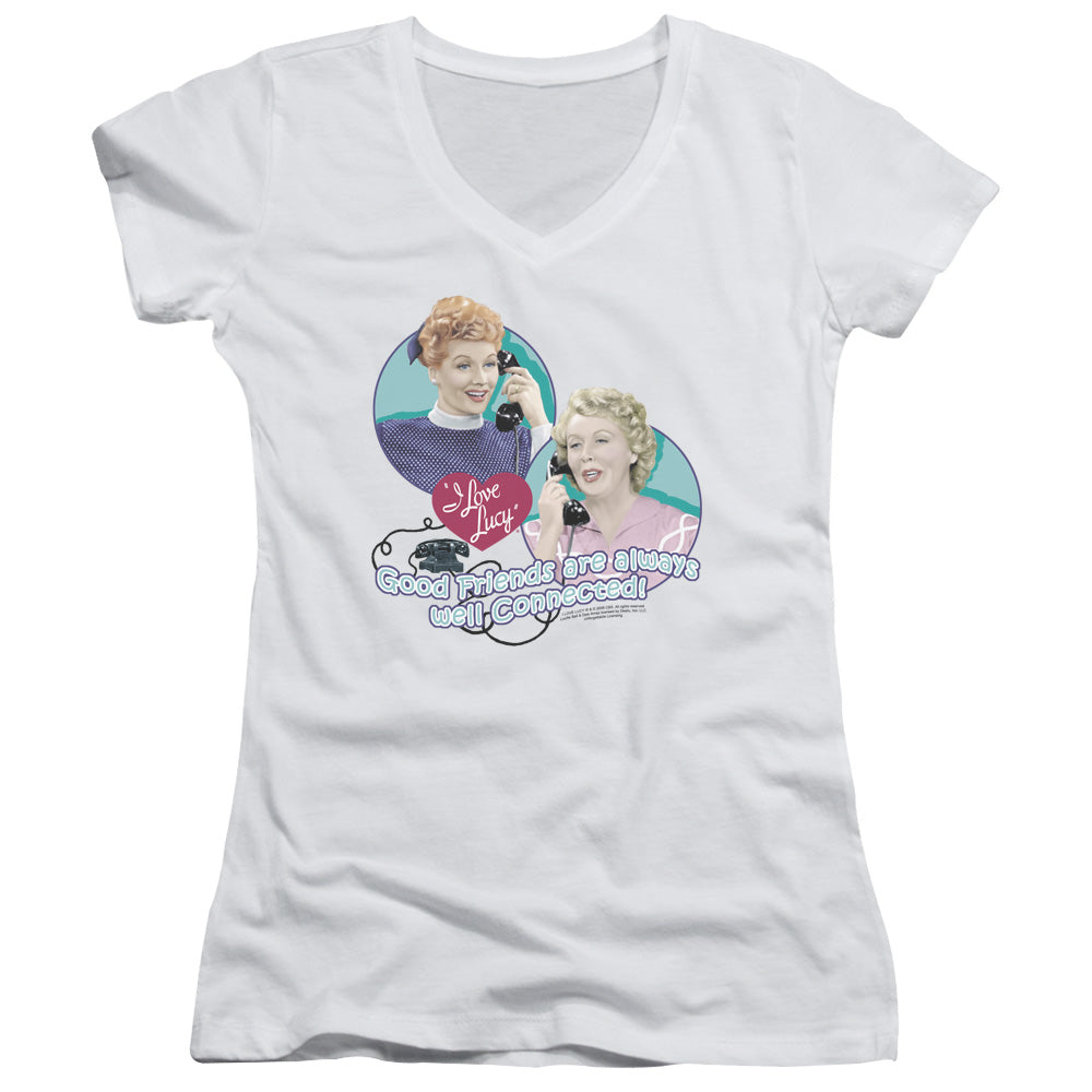 I Love Lucy - Always Connected - Junior V-neck - White