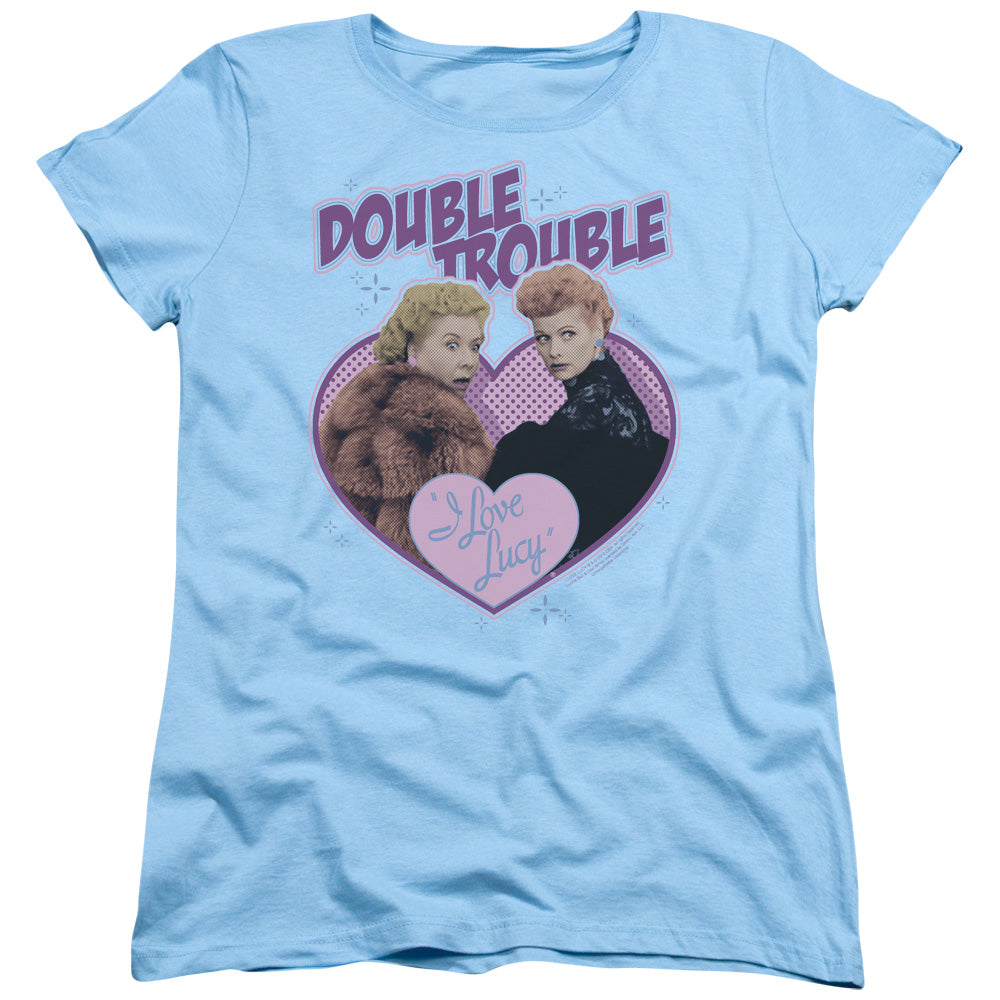 I Love Lucy - Double Trouble - Short Sleeve Womens Tee - Light Blue T-shirt