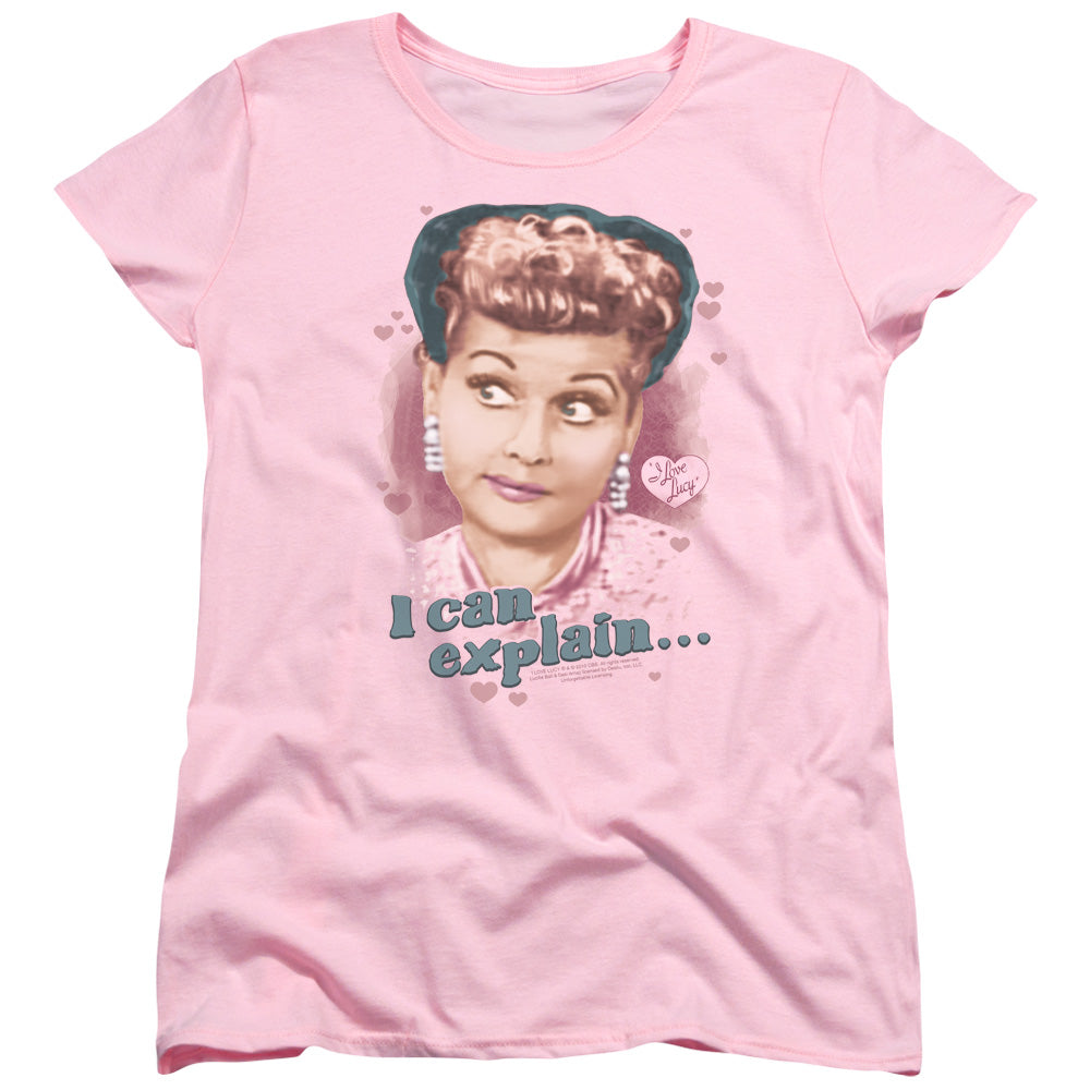 I Love Lucy - I Can Explain - Short Sleeve Womens Tee - Pink T-shirt