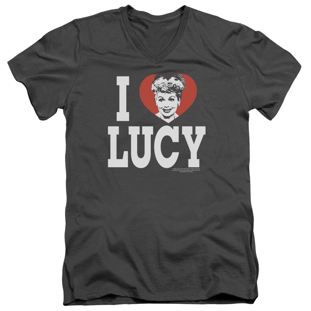 I Love Lucy - I Love Lucy - Short Sleeve Adult V-neck 30/1 - Charcoal T-shirt