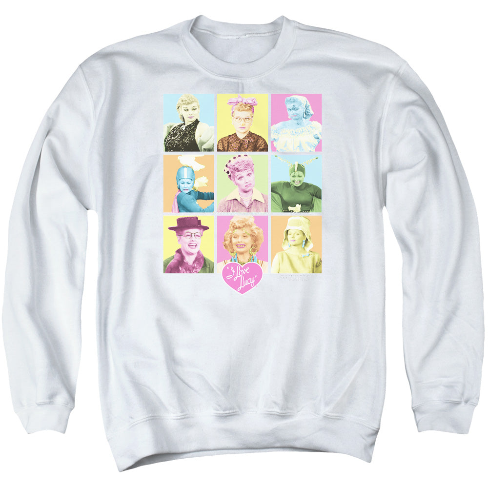 I Love Lucy - So Many Faces - Adult Crewneck Sweatshirt - White