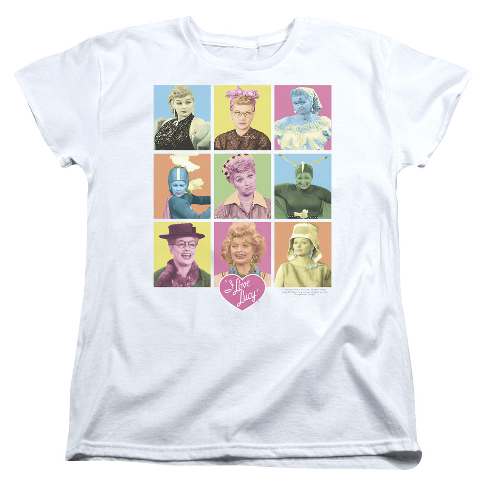 I Love Lucy - So Many Faces - Short Sleeve Womens Tee - White T-shirt