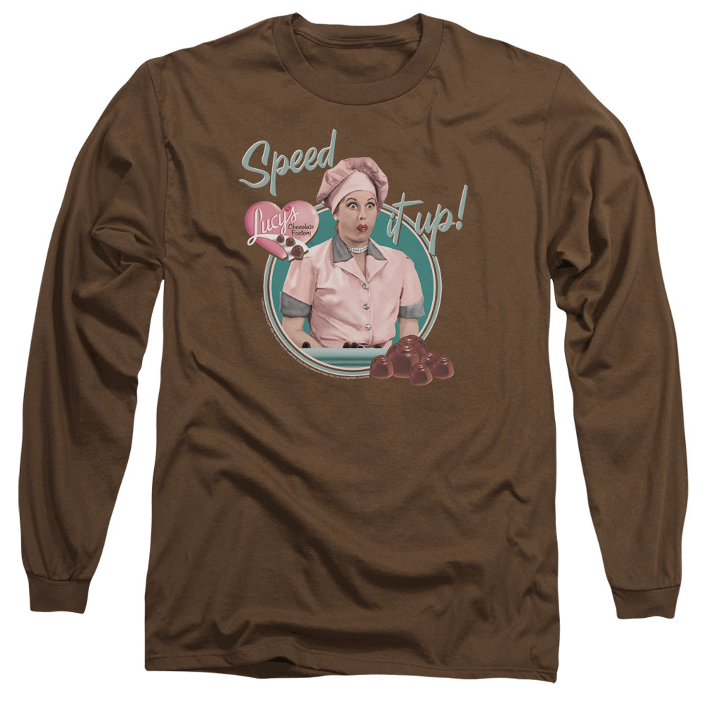 I Love Lucy - Speed It Up - Long Sleeve Adult 18/1 - Coffee T-shirt
