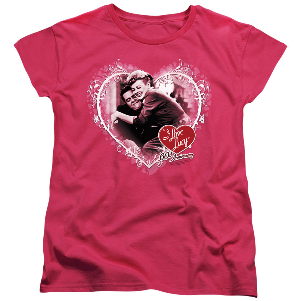 I Love Lucy - Happy Anniversary - Short Sleeve Womens Tee-hotpink T-shirt