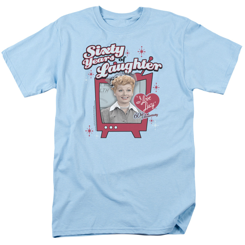 I Love Lucy - 60 Years Of Laughter - Short Sleeve Adult 18/1 - Light Blue T-shirt