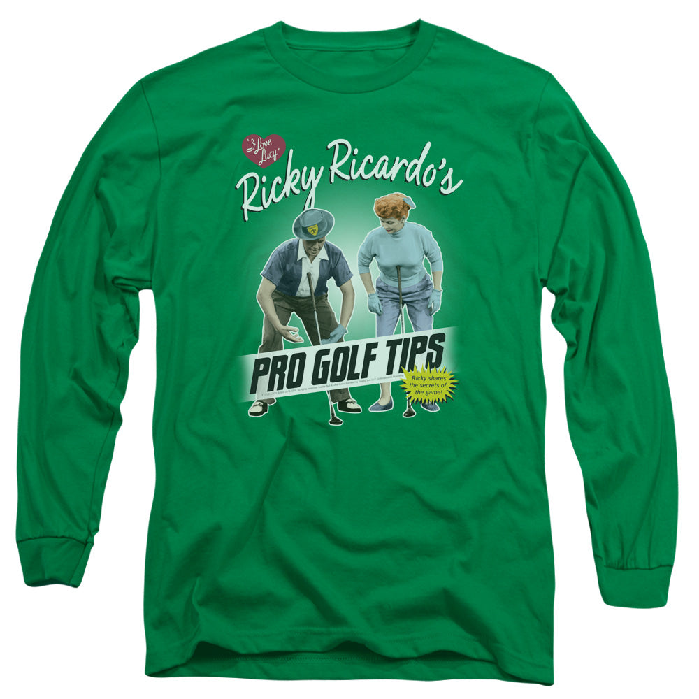 I Love Lucy - Pro Golf Tips - Long Sleeve Adult 18/1 - Kelly Green T-shirt