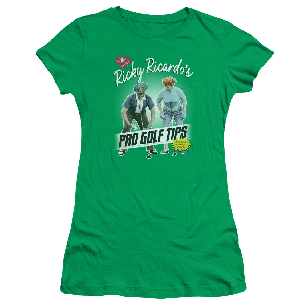 I Love Lucy - Pro Golf Tips - Short Sleeve Junior Sheer - Kelly Green T-shirt