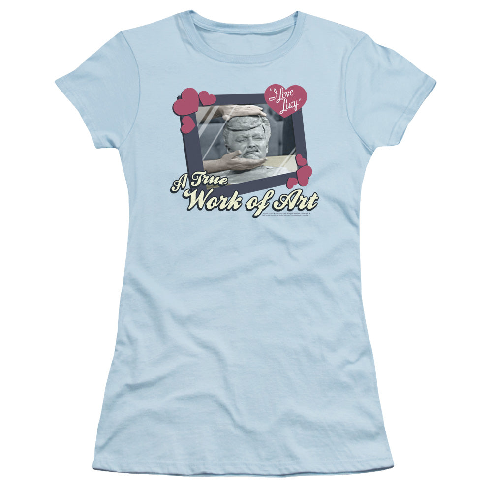 I Love Lucy - Work Of Art - Short Sleeve Junior Sheer - Light Blue T-shirt