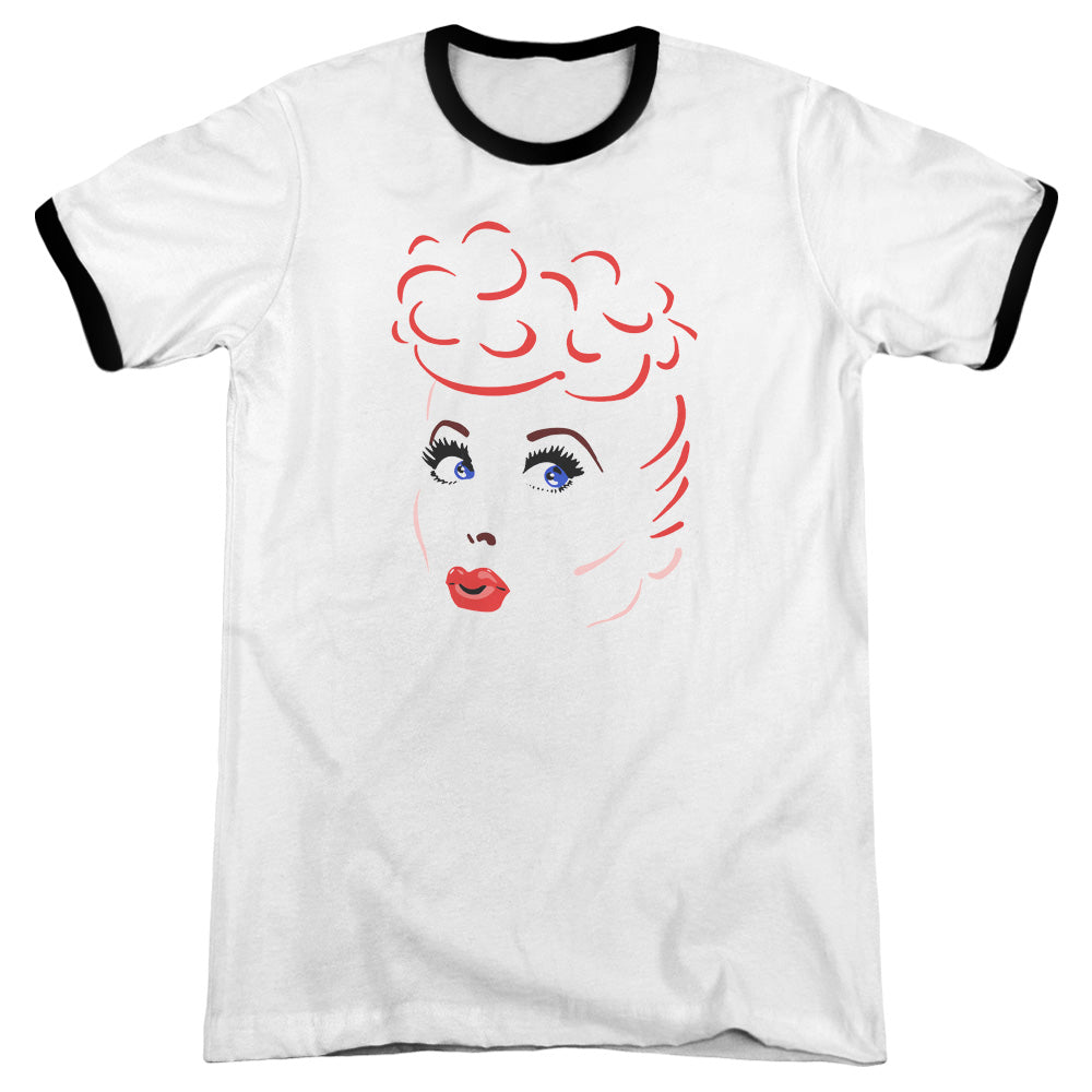 I Love Lucy - Lines Face - Adult Ringer - White/black