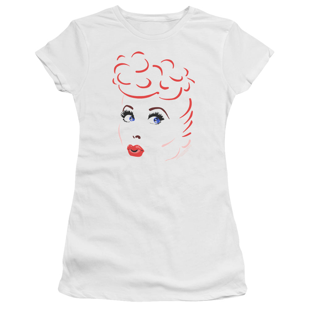 I Love Lucy - Lines Face - Short Sleeve Junior Sheer - White T-shirt