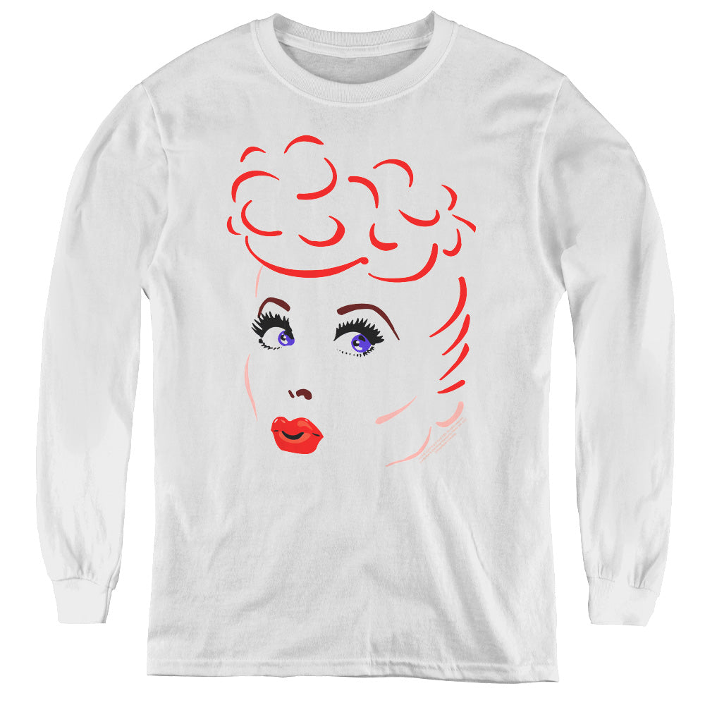 I Love Lucy - Lines Face - Youth Long Sleeve Tee - White
