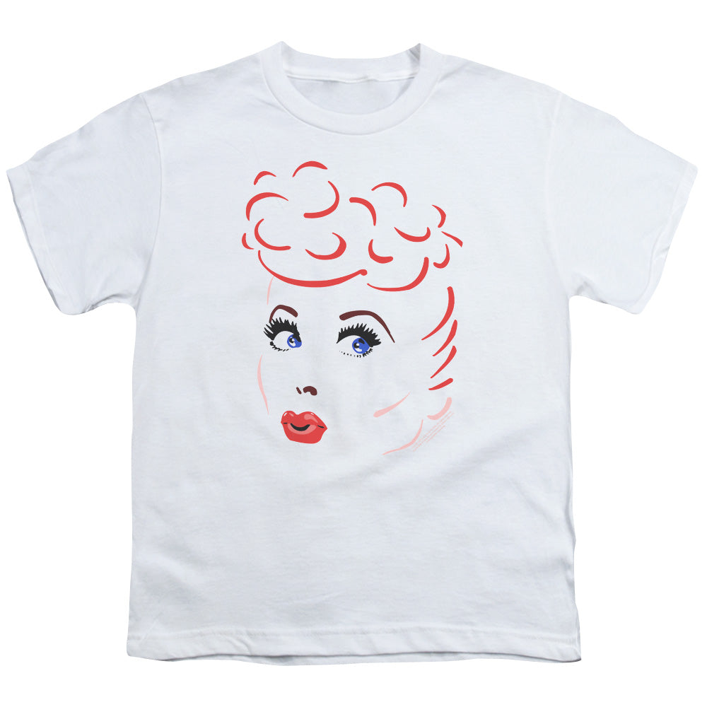I Love Lucy - Lines Face - Short Sleeve Youth 18/1 - White T-shirt