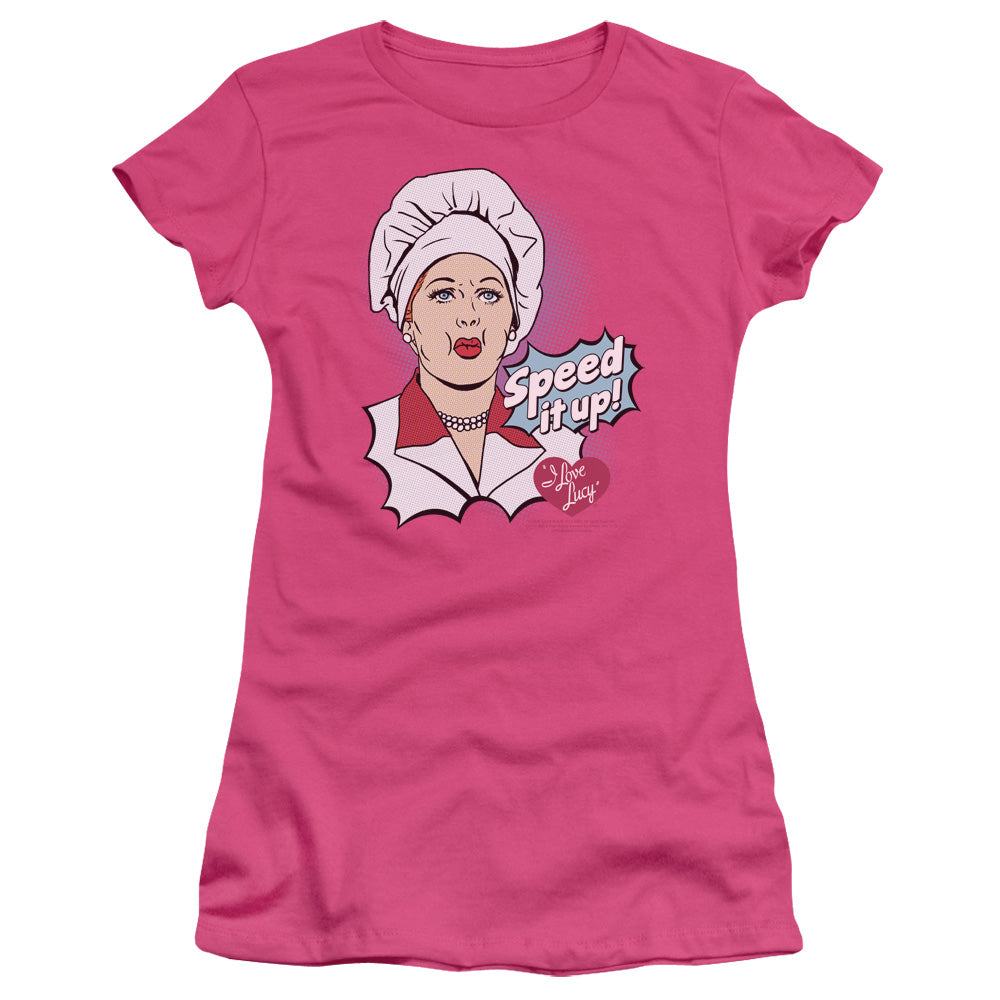 I Love Lucy - Speed It Up - Short Sleeve Junior Sheer - Hot Pink T-shirt