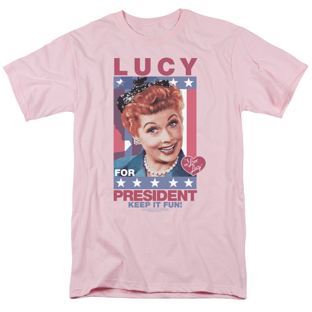 I Love Lucy - For President - Short Sleeve Adult 18/1 - Pink T-shirt