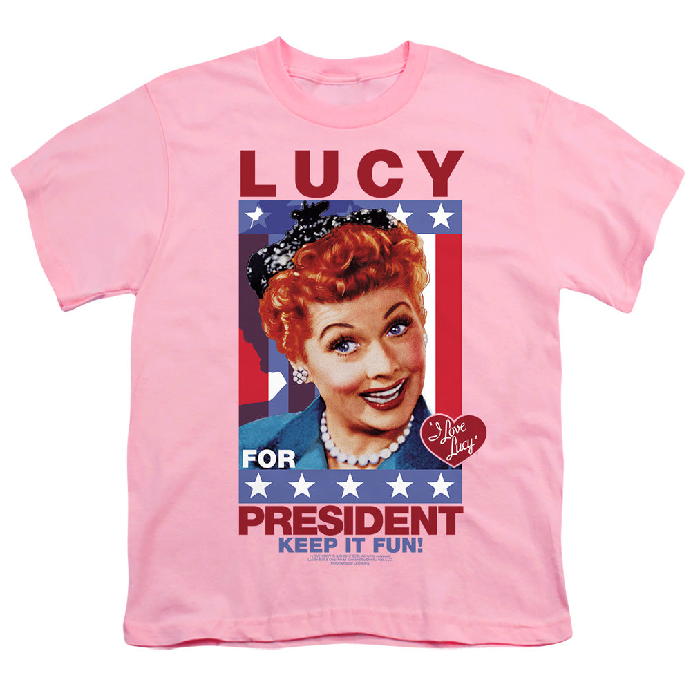 I Love Lucy - For President - Short Sleeve Youth 18/1 - Pink T-shirt