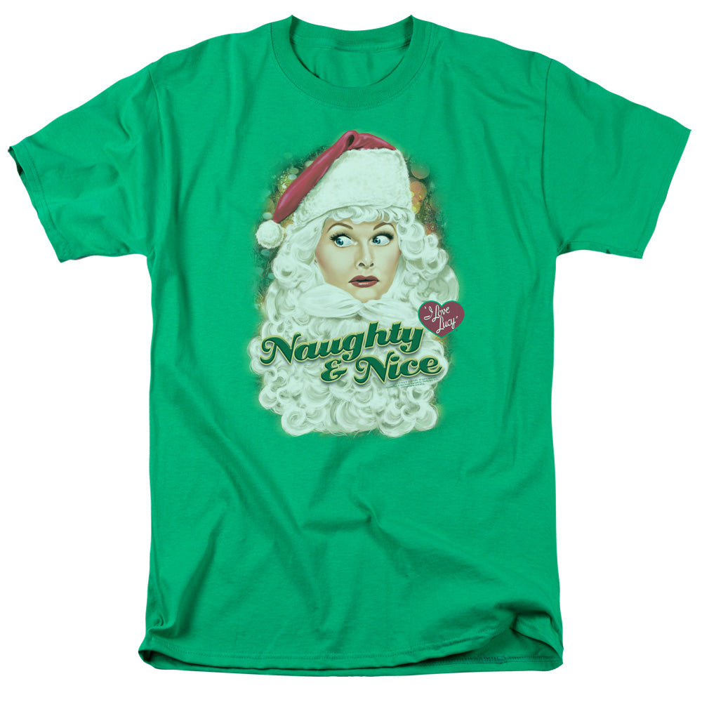 I Love Lucy - Santa - Short Sleeve Adult 18/1 - Kelly Green T-shirt