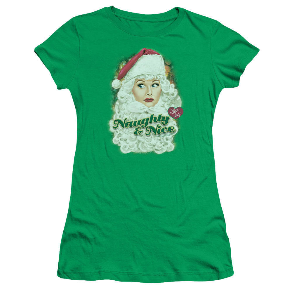 I Love Lucy - Santa - Short Sleeve Junior Sheer - Kelly Green T-shirt
