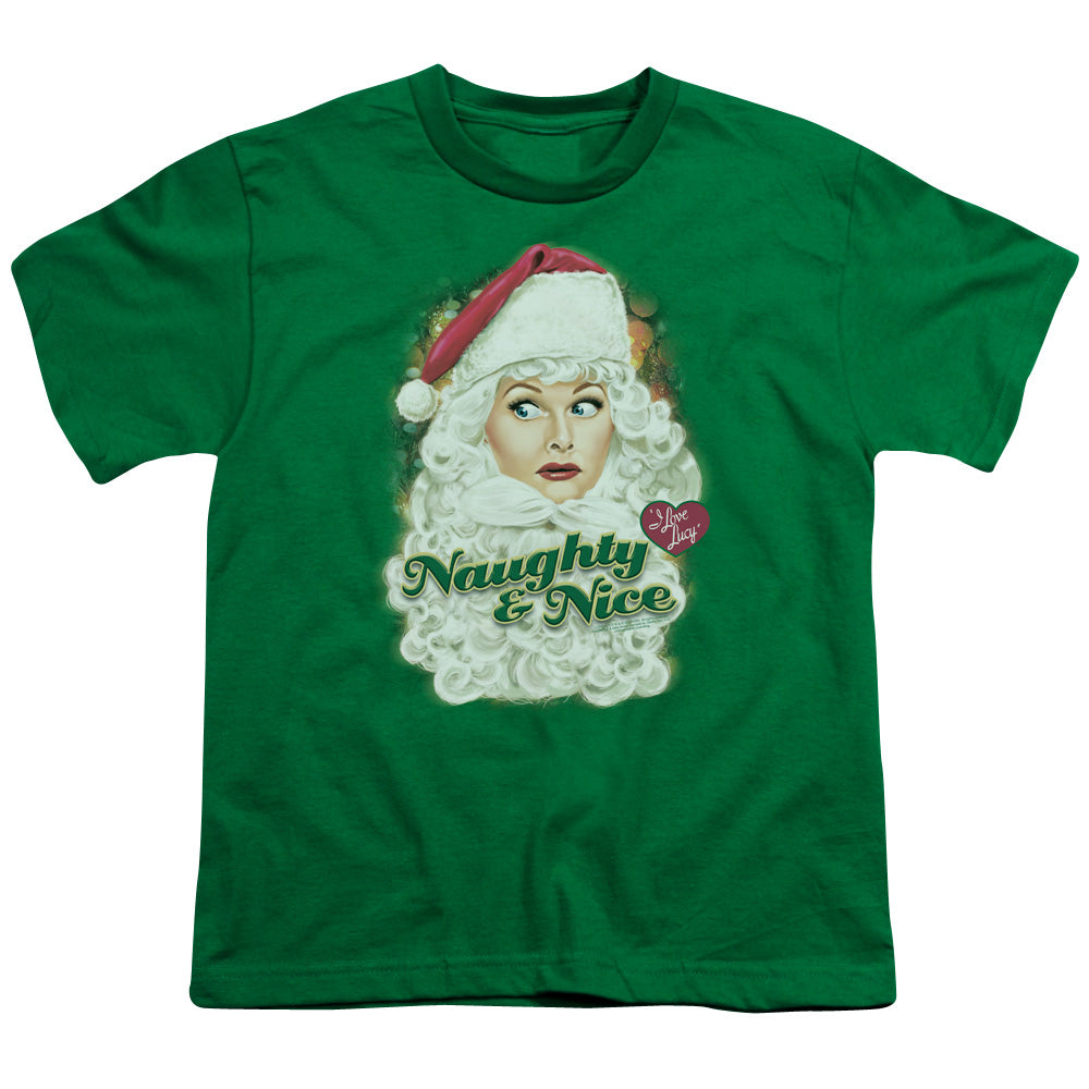 I Love Lucy - Santa - Short Sleeve Youth 18/1 - Kelly Green T-shirt
