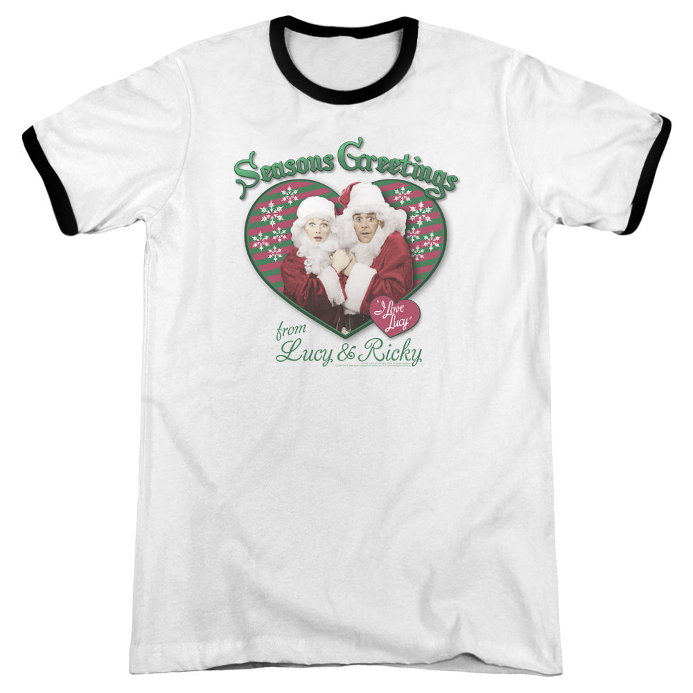 I Love Lucy Seasons Greetings - Adult Ringer - White/black