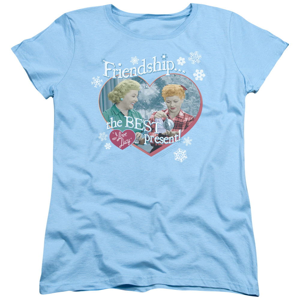 I Love Lucy - The Best Present - Short Sleeve Womens Tee - Light Blue T-shirt