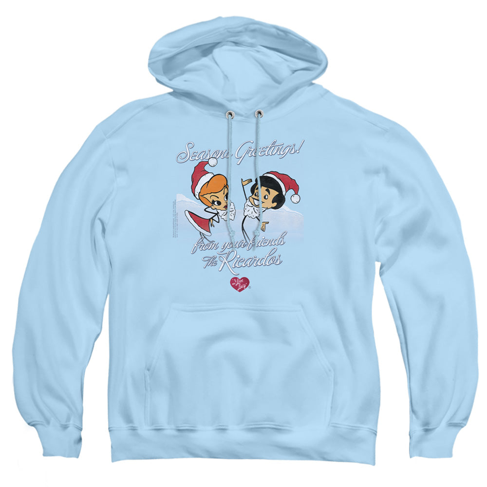 I Love Lucy - Animated Christmas - Adult Pull-over Hoodie - Light Blue