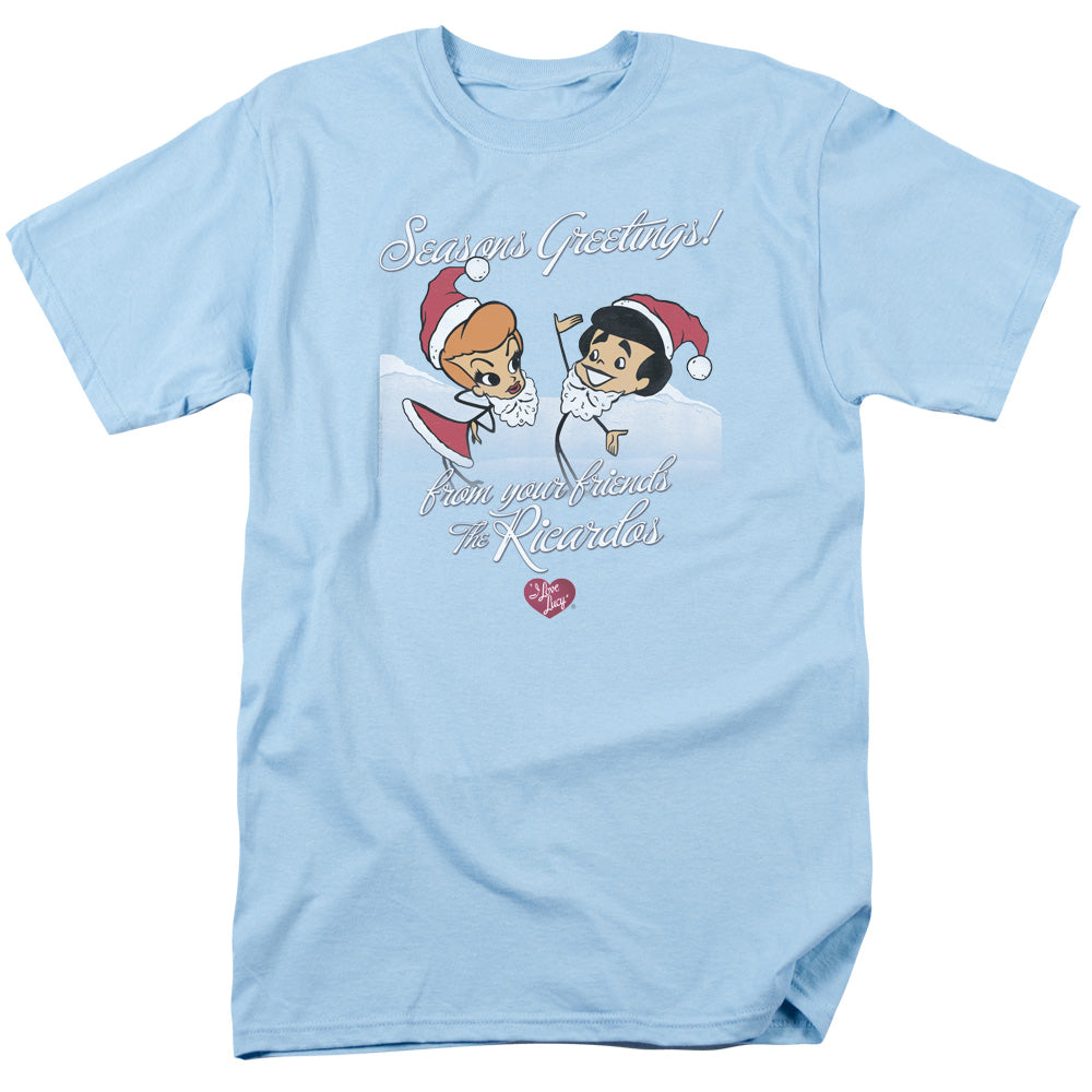 I Love Lucy - Animated Christmas - Short Sleeve Adult 18/1 - Light Blue T-shirt