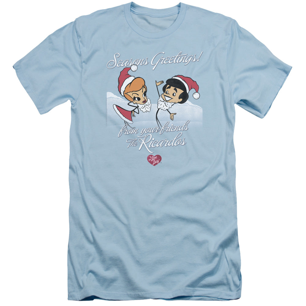 I Love Lucy - Animated Christmas - Short Sleeve Adult 30/1 - Light Blue T-shirt