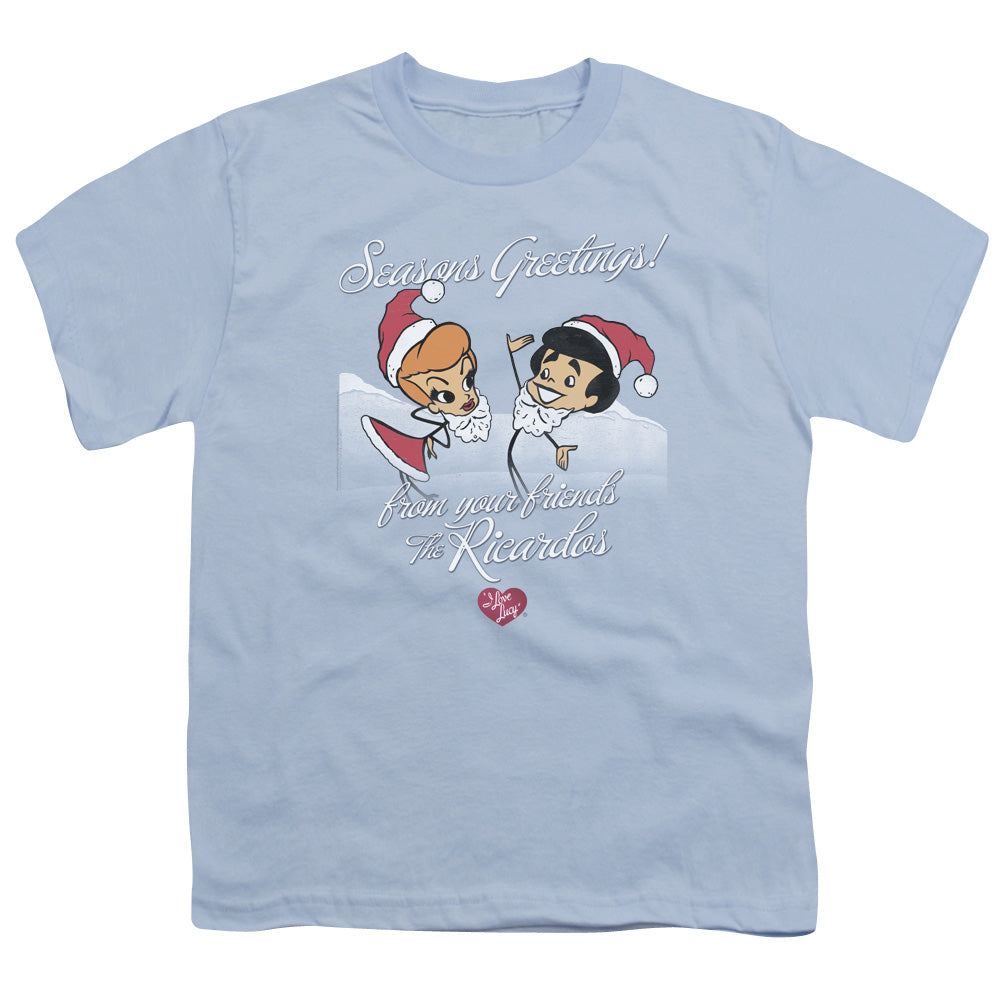 I Love Lucy - Animated Christmas - Short Sleeve Youth 18/1 - Light Blue T-shirt