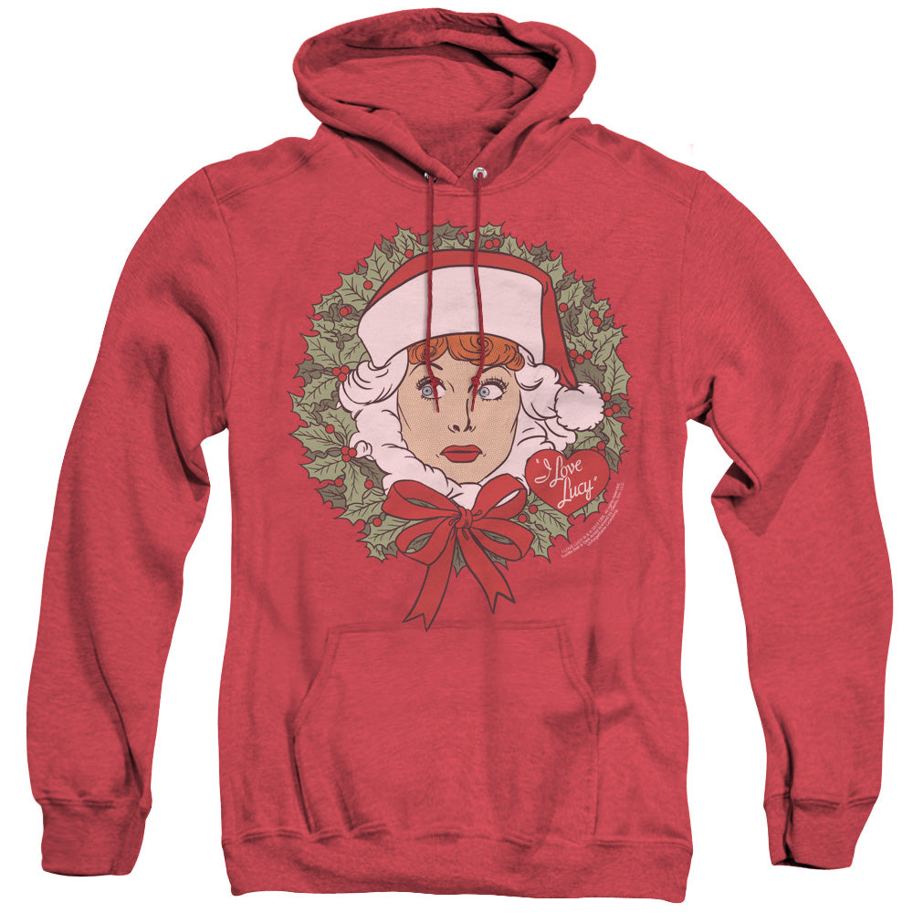 I Love Lucy - Wreath - Adult Heather Hoodie - Red