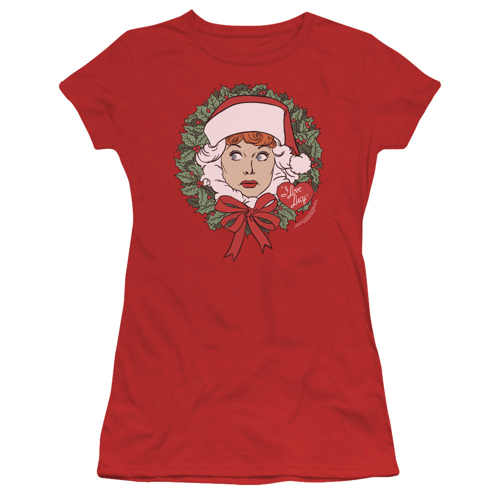 I Love Lucy - Wreath - Short Sleeve Junior Sheer - Red T-shirt