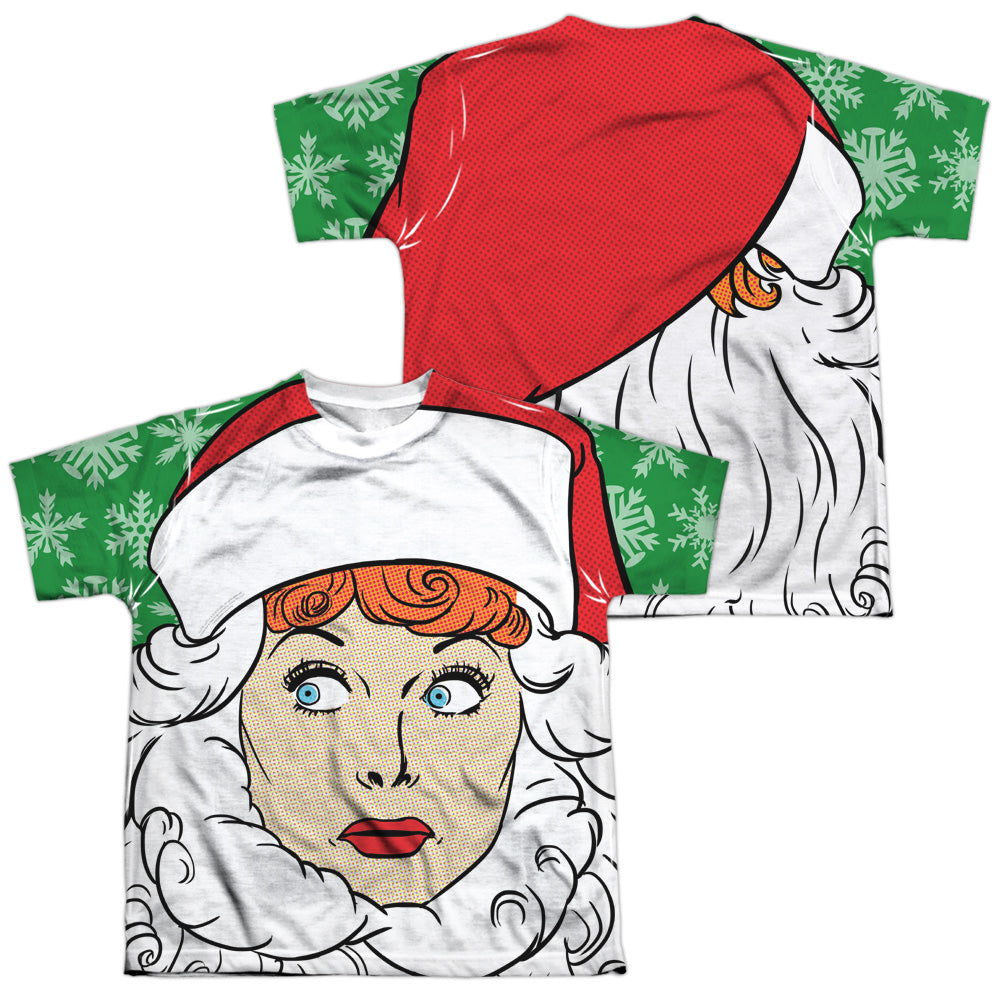I Love Lucy - Secret Santa (Front/back Print) - Short Sleeve Youth Poly Crew - White T-shirt