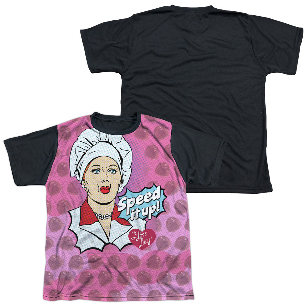 I Love Lucy - All Over Speed It Up - Short Sleeve Youth White Front Black Back - White T-shirt