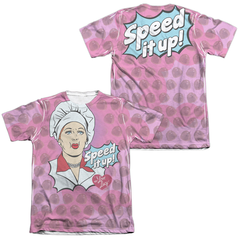 I Love Lucy - All Over Speed It Up (Front/back Print) - Adult Poly/cotton Short Sleeve Tee - White T-shirt