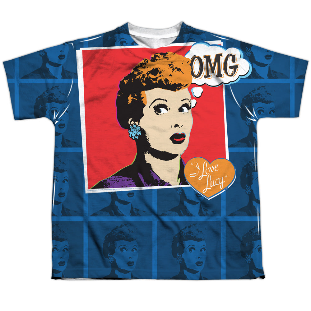 I Love Lucy - Omg - Short Sleeve Youth Poly Crew - White T-shirt
