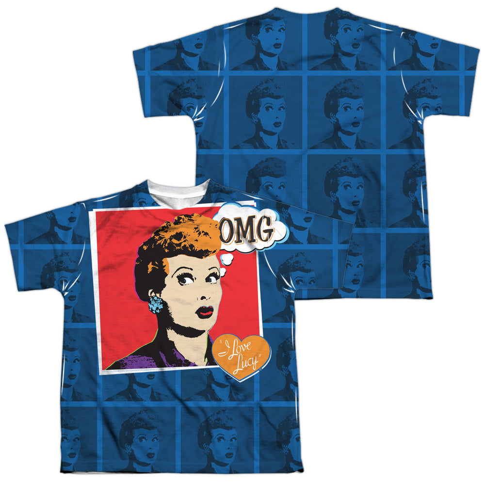 I Love Lucy - Omg (Front/back Print) - Short Sleeve Youth Poly Crew - White T-shirt