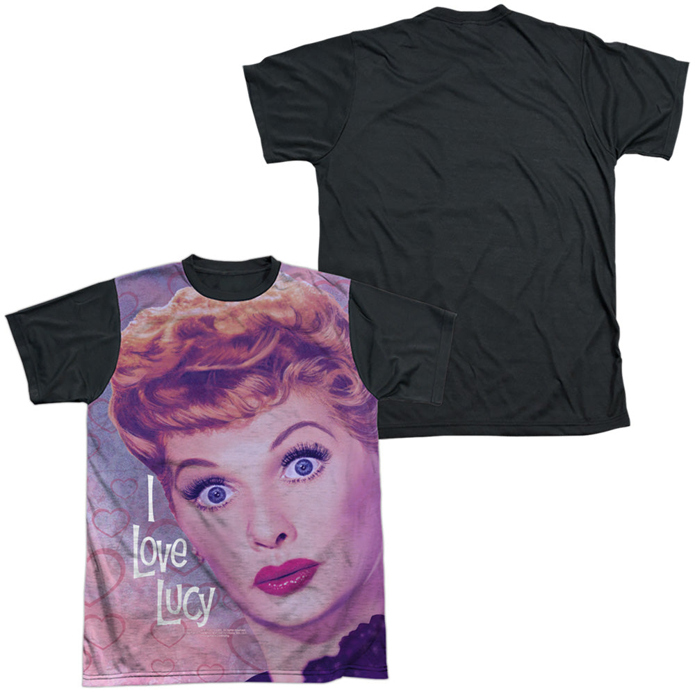 I Love Lucy - Funny Hearts - Short Sleeve Adult White Front Black Back - White T-shirt