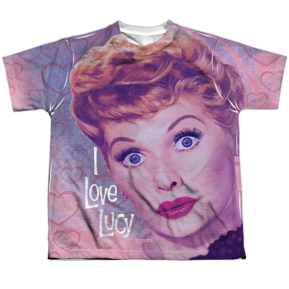 I Love Lucy - Funny Hearts - Short Sleeve Youth Poly Crew - White T-shirt