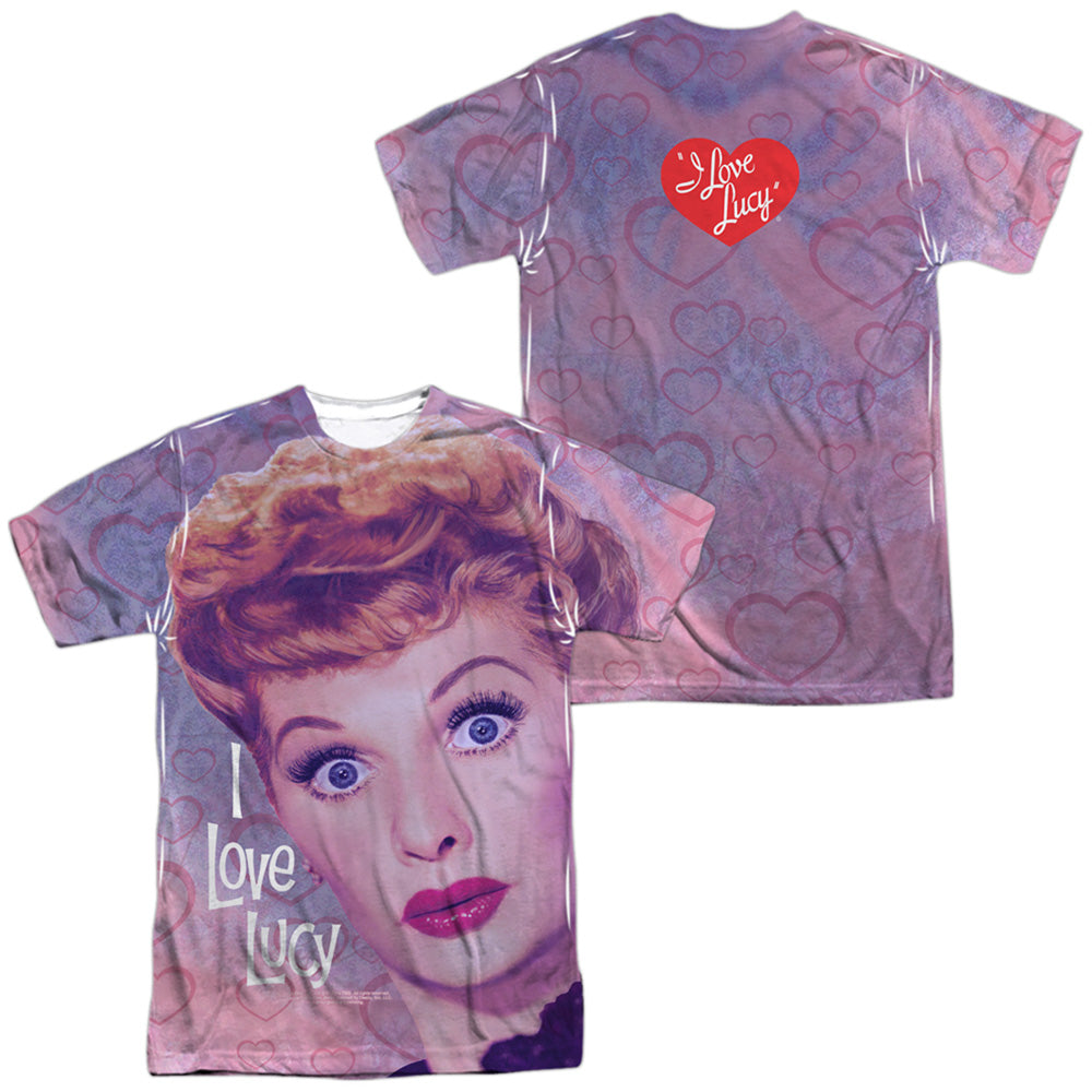 I Love Lucy - Funny Hearts (Front/back Print) - Short Sleeve Adult Poly Crew - White T-shirt