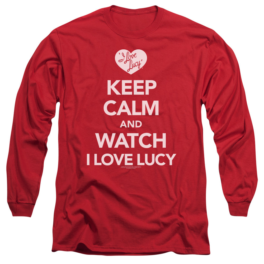I Love Lucy - Keep Calm And Watch - Long Sleeve Adult 18/1 - Red T-shirt