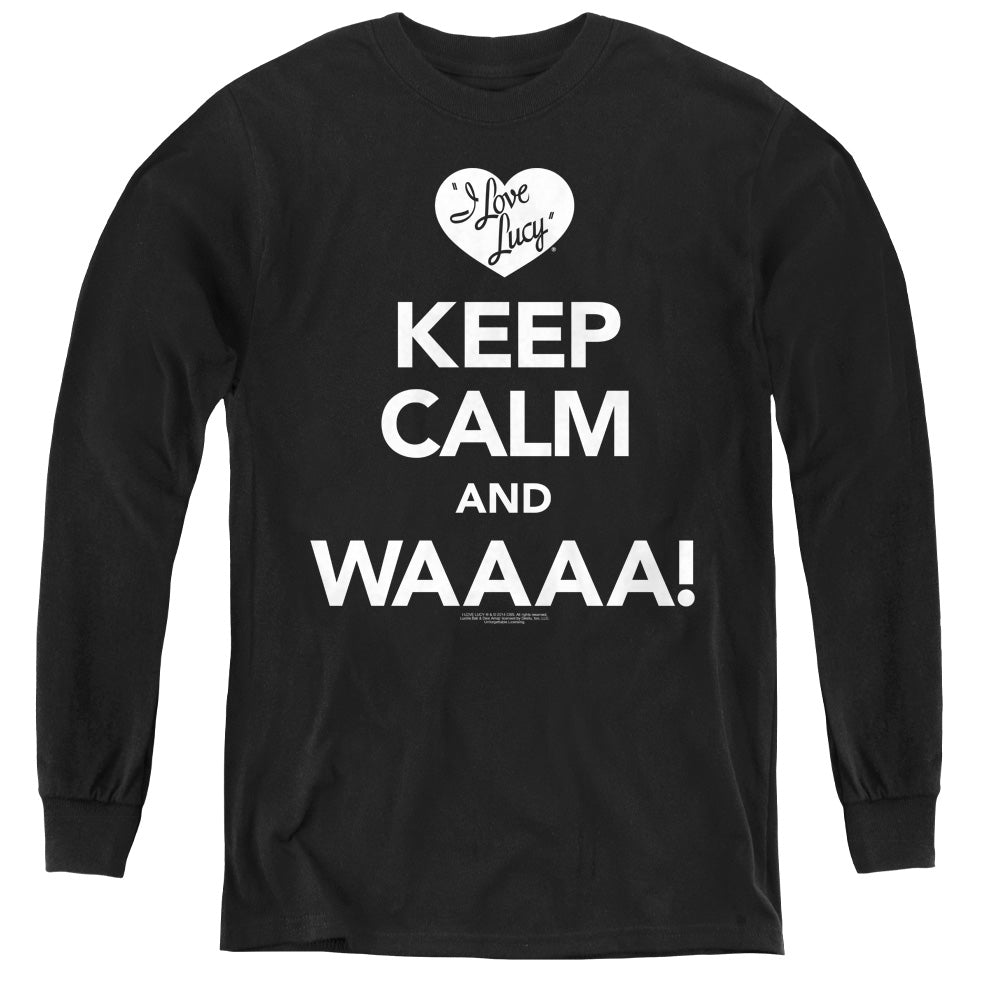 I Love Lucy - Keep Calm Waaa - Youth Long Sleeve Tee - Black