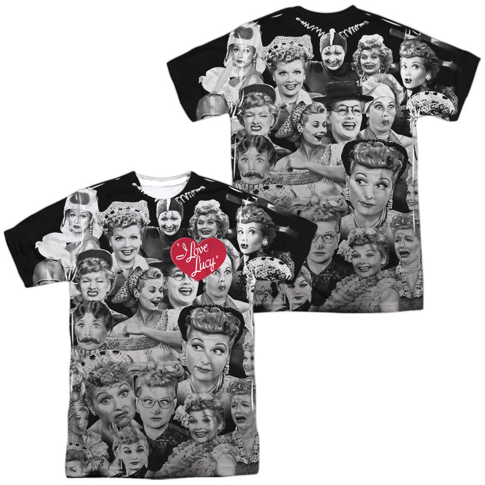I Love Lucy - Faces (Front/back Print) - Short Sleeve Adult Poly Crew - White T-shirt