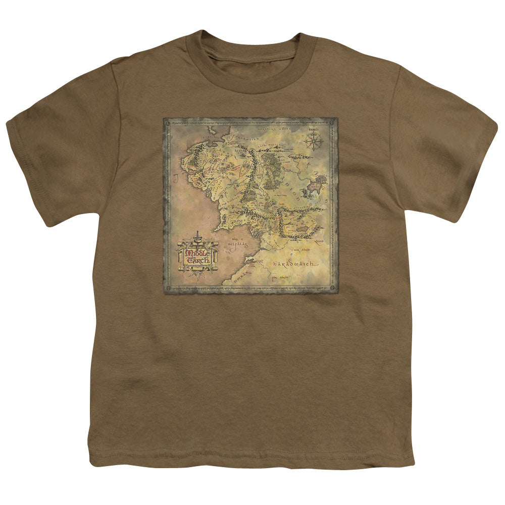 Lor - Middle Earth Map - Short Sleeve Youth 18/1 - Safari Green T-shirt