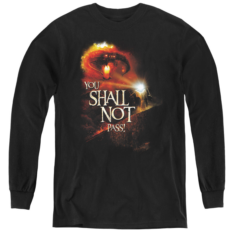 Lor - You Shall Not Pass - Youth Long Sleeve Tee - Black