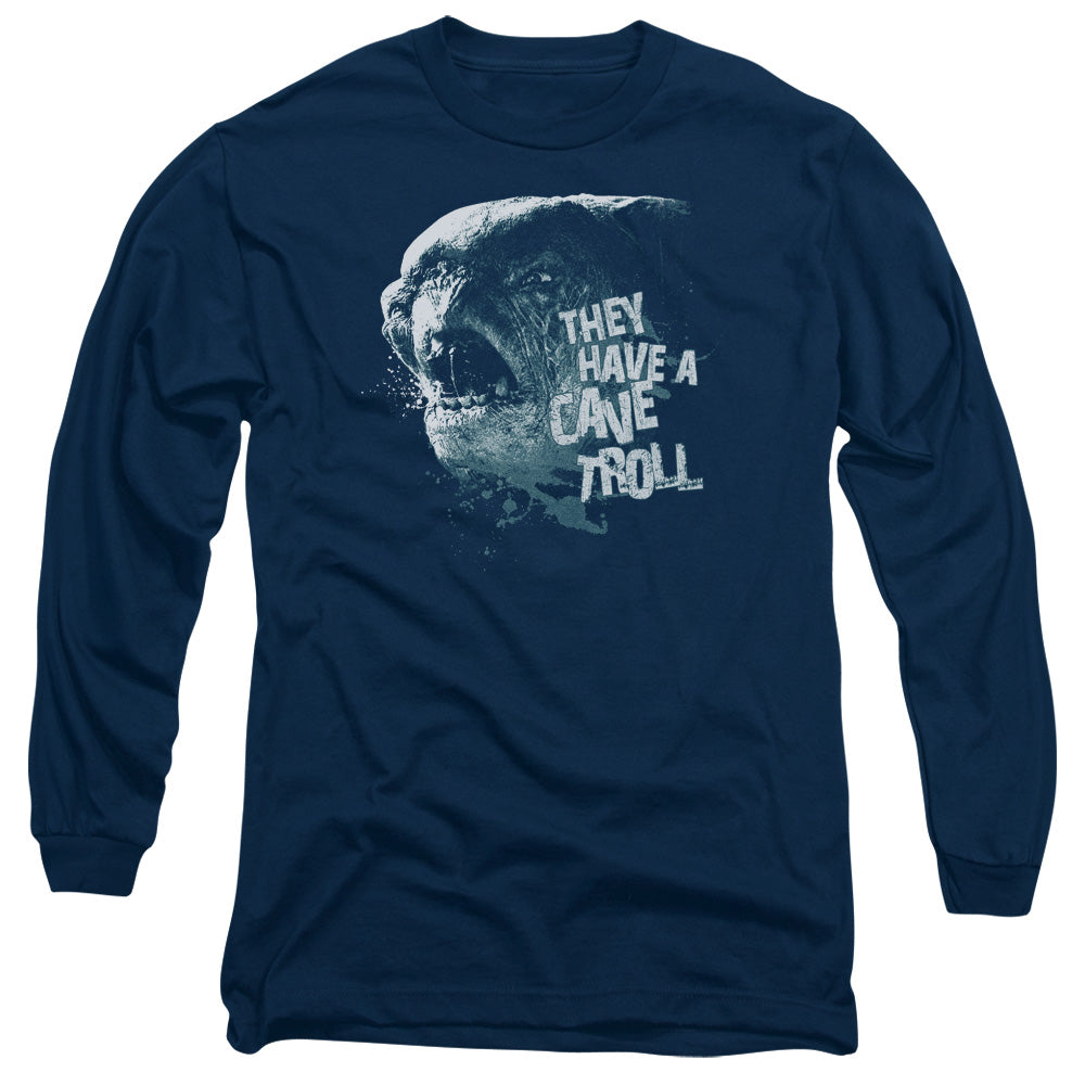 Lor - Cave Troll - Long Sleeve Adult 18/1 - Navy T-shirt