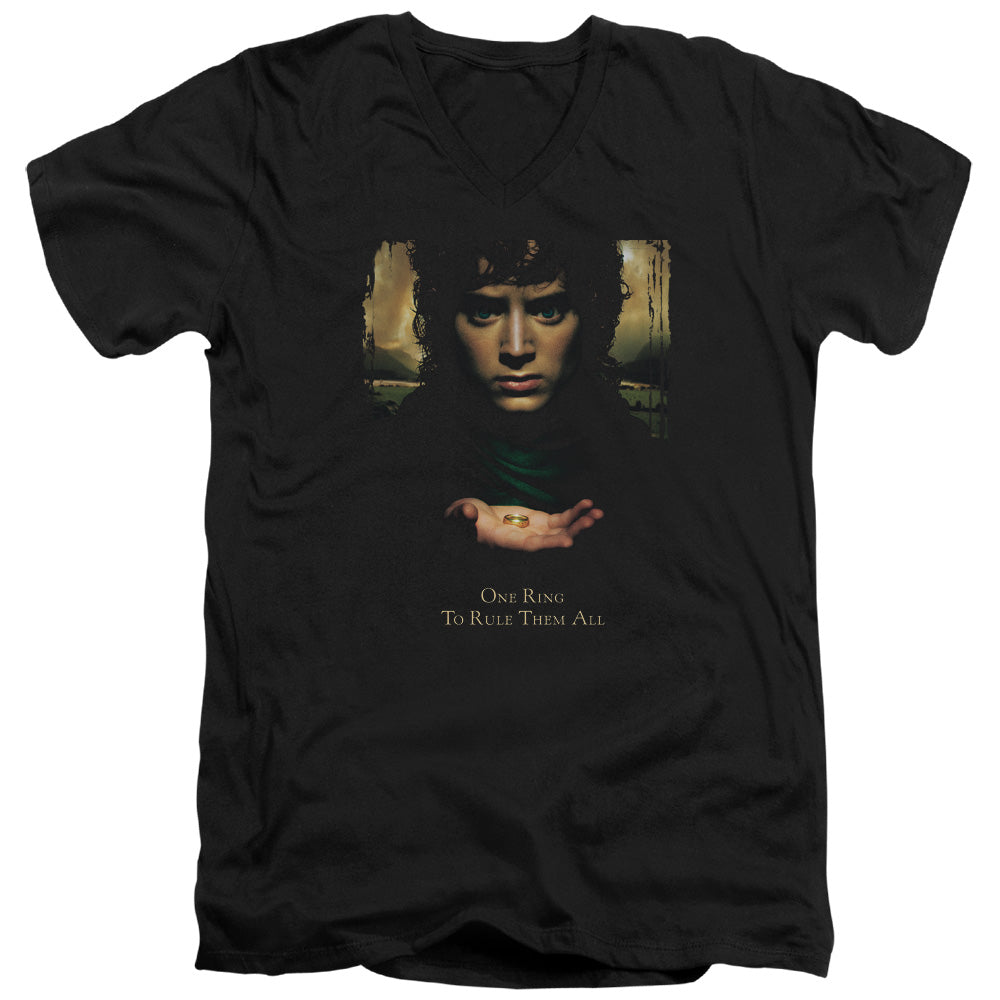 Lor - Frodo One Ring - Short Sleeve Adult V-neck - Black T-shirt