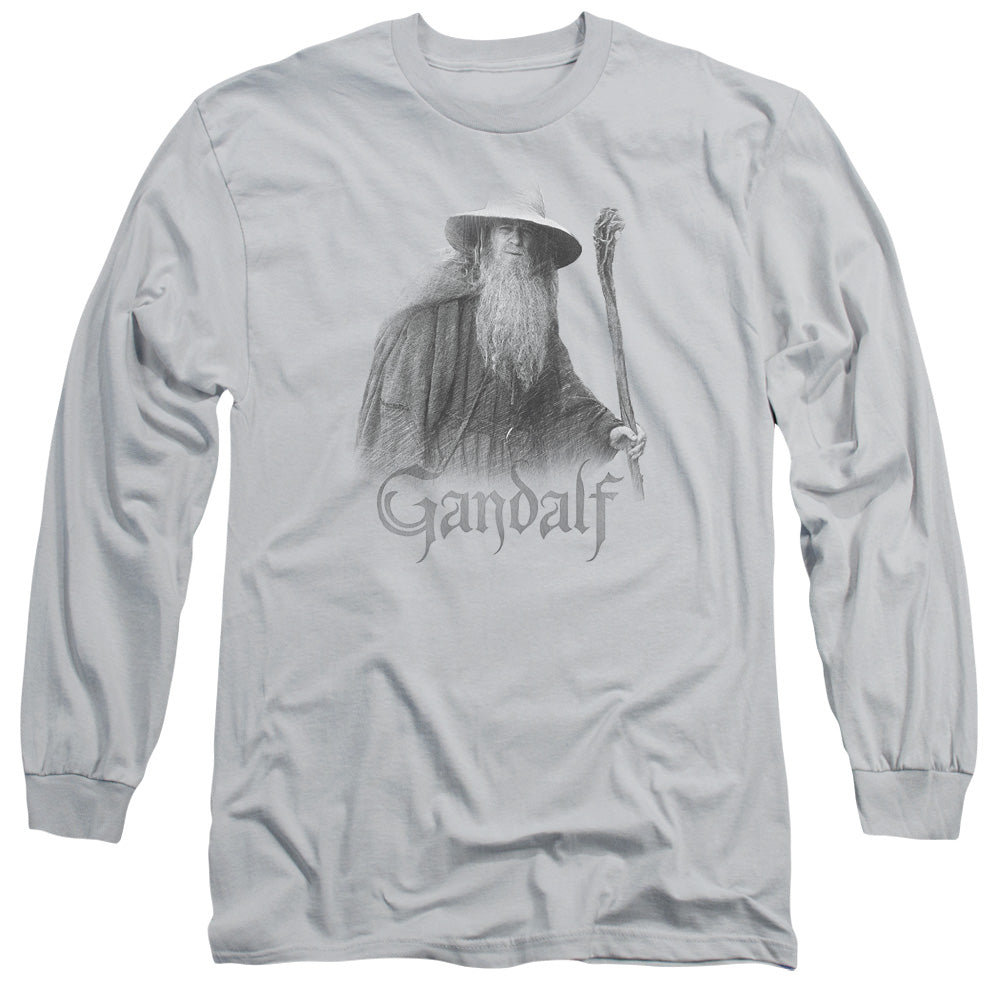 Lor - Gandalf The Grey - Long Sleeve Adult 18/1 - Silver T-shirt