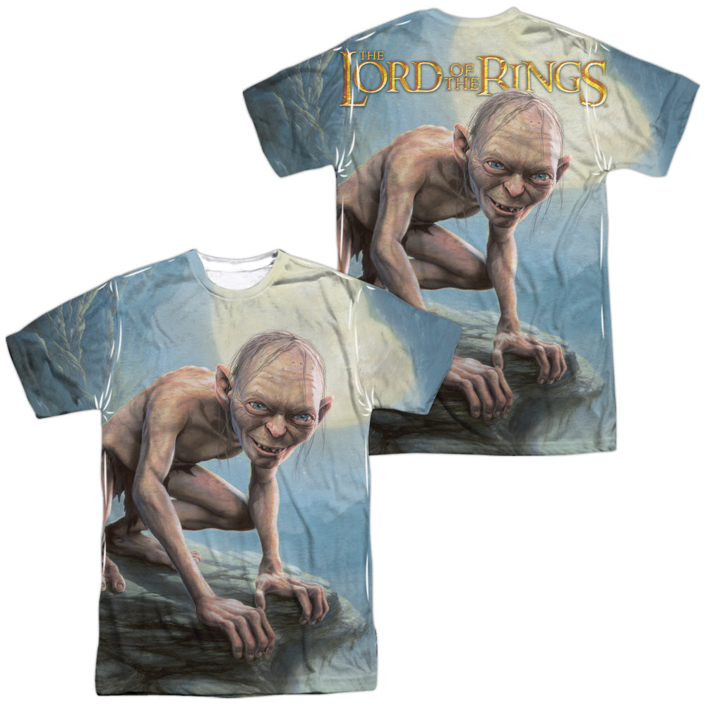 Lor - Gollum Moon (Front/back Print) - Short Sleeve Adult Poly Crew - White T-shirt