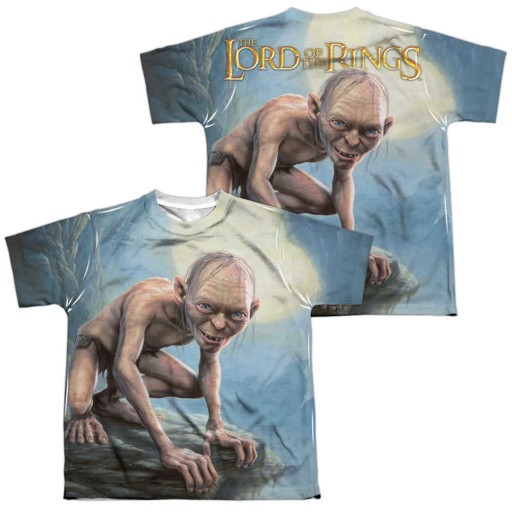 Lor - Gollum Moon (Front/back Print) - Short Sleeve Youth Poly Crew - White T-shirt
