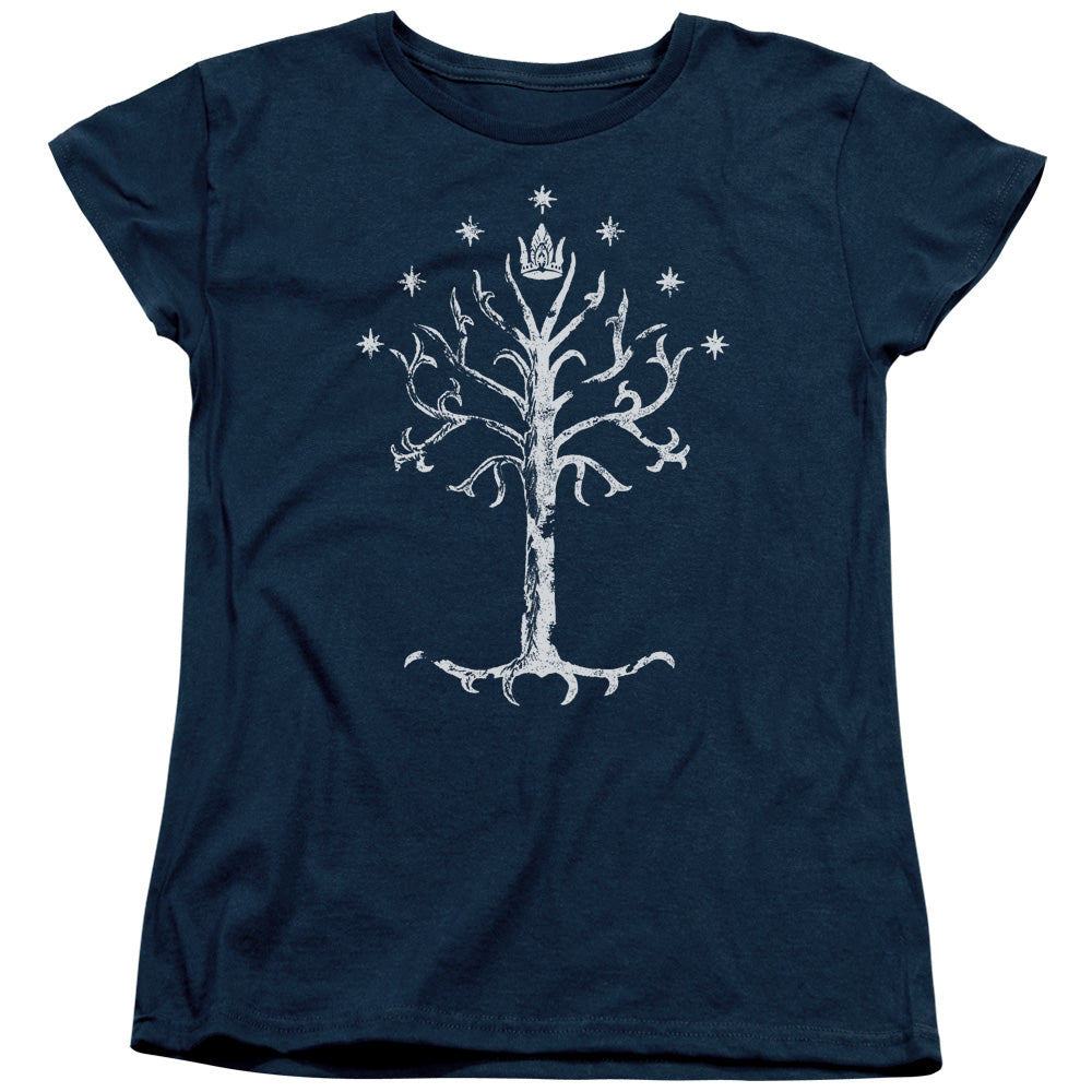 Lor - Tree Of Gondor - Short Sleeve Womens Tee - Navy T-shirt